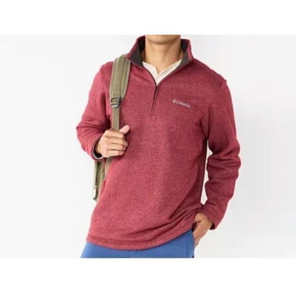 Columbia AM1534 Men's Sz S Red Great Hart Mountain III Half Zip Sweatshirt $75 - Picture 8 of 8
